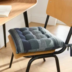 Galette de chaise carrée rayée - lot de 2