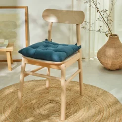 Galette de chaise carrée unie coton bachette - lot de 2