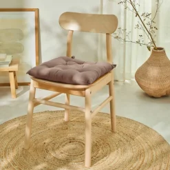Galette de chaise carrée unie coton bachette - lot de 2