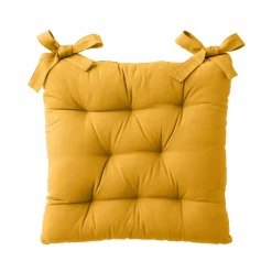 Galette de chaise carrée unie coton bachette - lot de 2