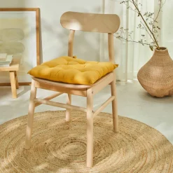 Galette de chaise carrée unie coton bachette - lot de 2