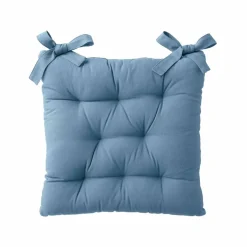 Galette de chaise carrée unie coton bachette - lot de 2