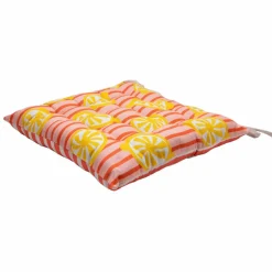Galette de chaise imprimé rayé et citrons réversible - lot de 2