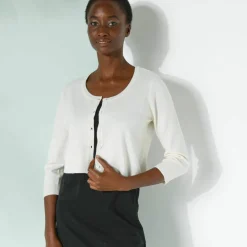 Gilet boléro boutonné, toucher doux