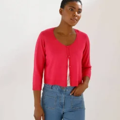 Gilet boléro boutonné, toucher doux