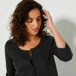 Gilet boléro boutonné, toucher doux