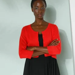 Gilet boléro boutonné, toucher doux