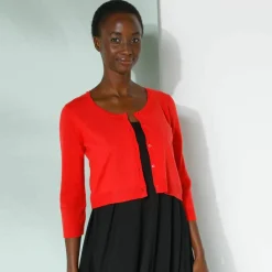 Gilet boléro boutonné, toucher doux