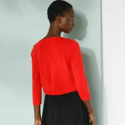 Gilet boléro boutonné, toucher doux