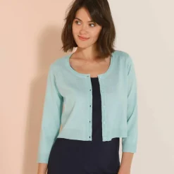 Gilet boléro boutonné, toucher doux