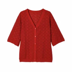 Gilet boutonné en maille ajourée