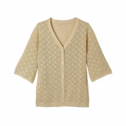 Gilet boutonné en maille ajourée