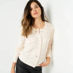 Gilet boutonné maille fantaisie