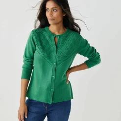 Gilet boutonné, maille fantaisie