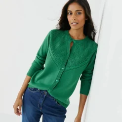 Gilet boutonné, maille fantaisie