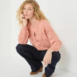 Gilet boutonné, maille pointelle