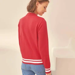 Gilet col polo, coton mélangé