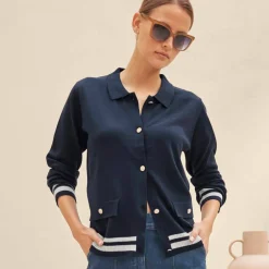 Gilet col polo, coton mélangé