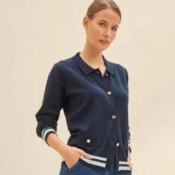 Gilet col polo, coton mélangé