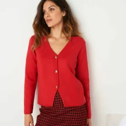 Gilet col V boutonné base asymétrique