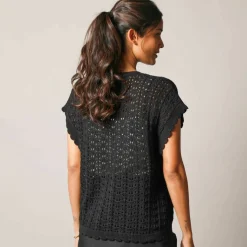 Gilet crochet en coton, manches courtes