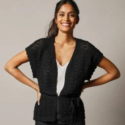 Gilet crochet en coton, manches courtes