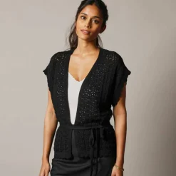 Gilet crochet en coton, manches courtes
