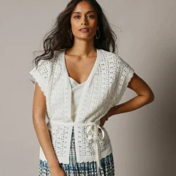 Gilet crochet en coton, manches courtes