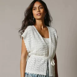 Gilet crochet en coton, manches courtes