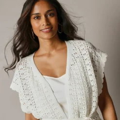Gilet crochet en coton, manches courtes