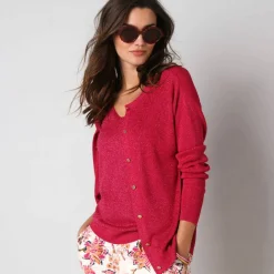 Gilet fine maille et fil brillant, manches longues