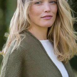 Gilet long ouvert manches courtes toucher doux