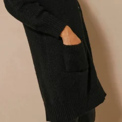Gilet long porter ouvert, col V