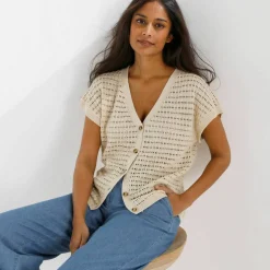 Gilet loose en maille fantaisie