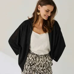 Gilet manches 3/4 maille brillante