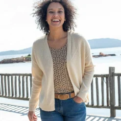 Gilet ouvert, laine et mohair mélangés