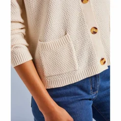 Gilet paletot maille fantaisie, boutons effet corne