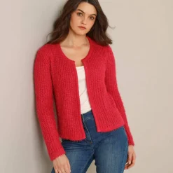 Gilet paletot, maille perlée fantaisie