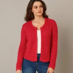 Gilet paletot, maille perlée fantaisie