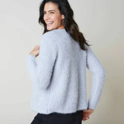 Gilet paletot, maille perlée fantaisie