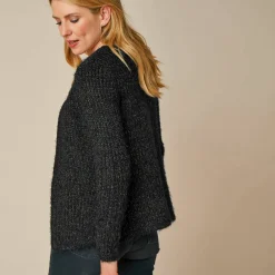 Gilet paletot, maille perlée fantaisie