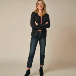 Gilet paletot, maille perlée fantaisie