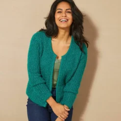 Gilet paletot, maille perlée fantaisie