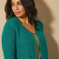 Gilet paletot, maille perlée fantaisie
