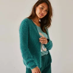 Gilet paletot Spécial Petites, maille poilue