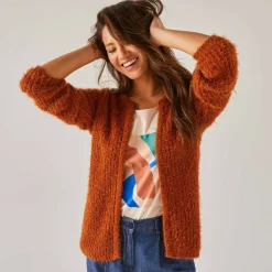 Gilet paletot Spécial Petites, maille poilue
