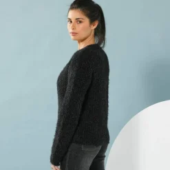 Gilet paletot Spécial Petites, maille poilue