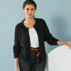 Gilet paletot Spécial Petites, maille poilue