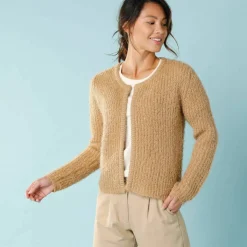 Gilet paletot Spécial Petites, maille poilue