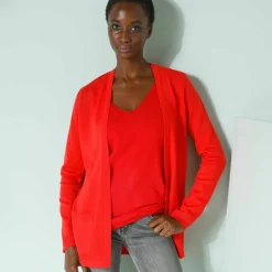 Gilet porter ouvert, maille toucher doux